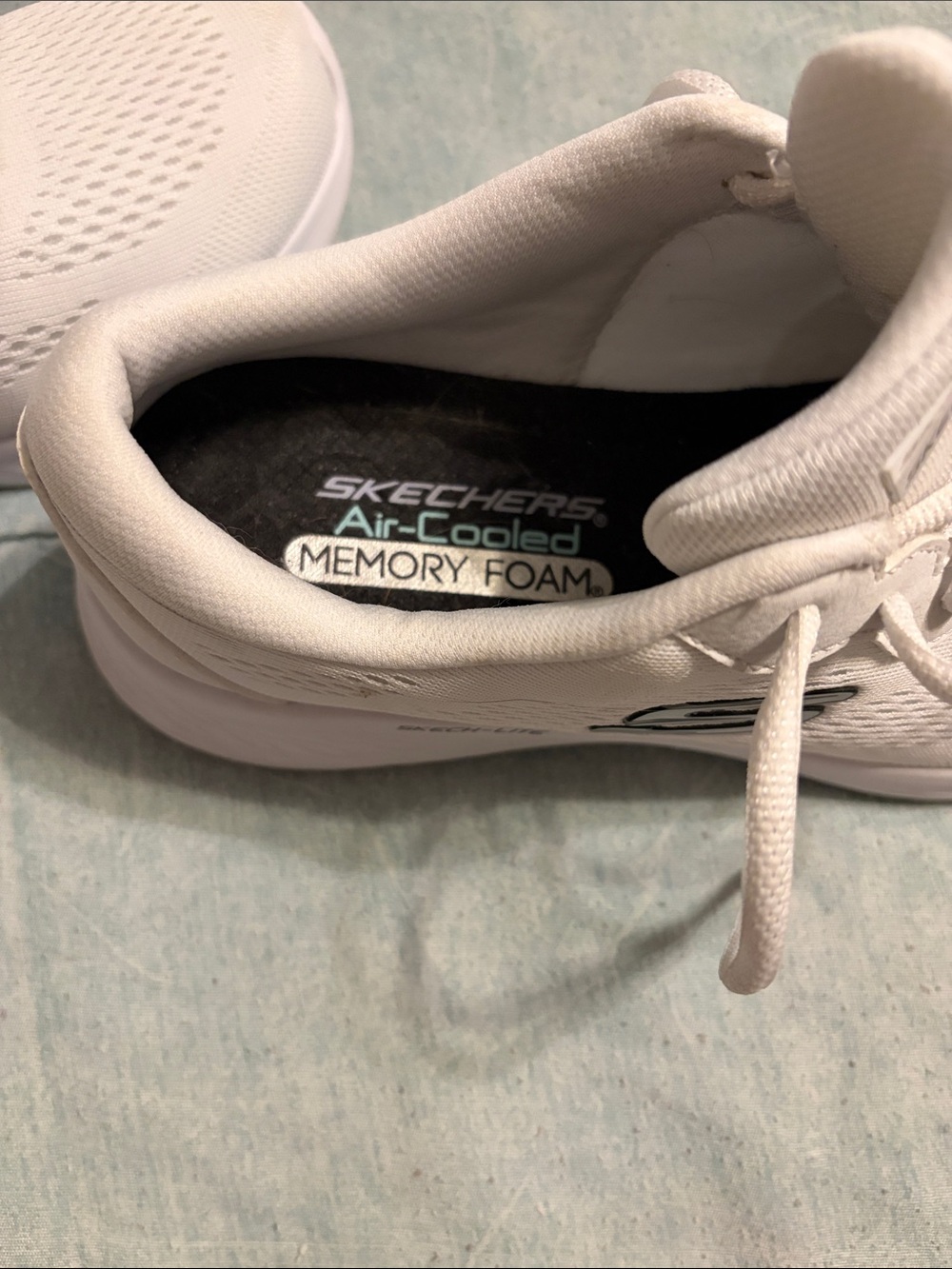 Skechers All-White Lace-Up Mesh Trainers - Picture 2 of 4
